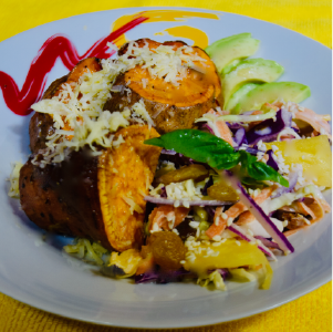 Baked Sweet potato and coleslaw