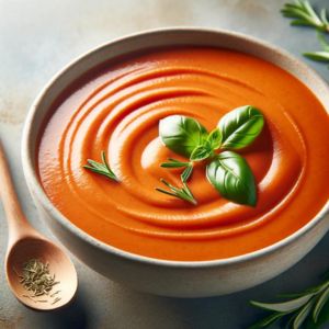 Rustic Tomato Soup with rosemary and basil